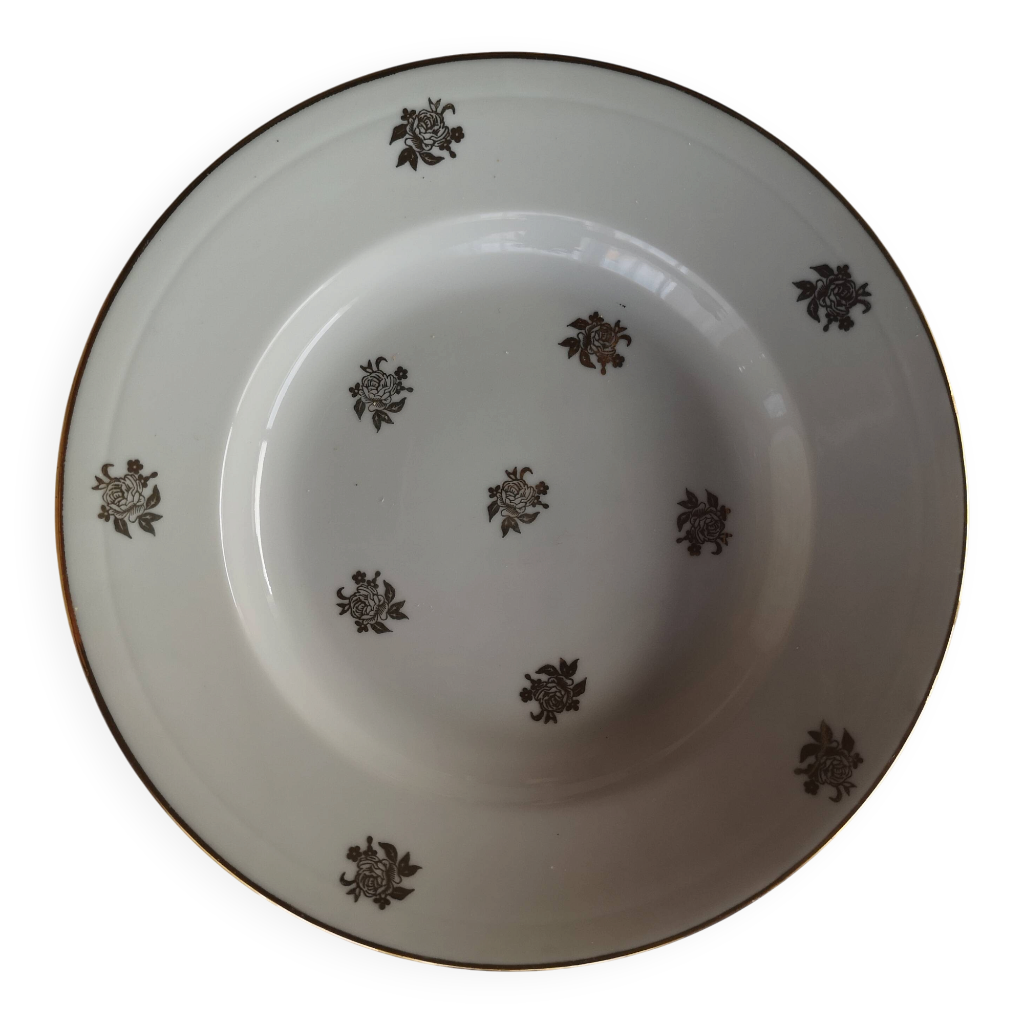 12 antique deep plates in French porcelain