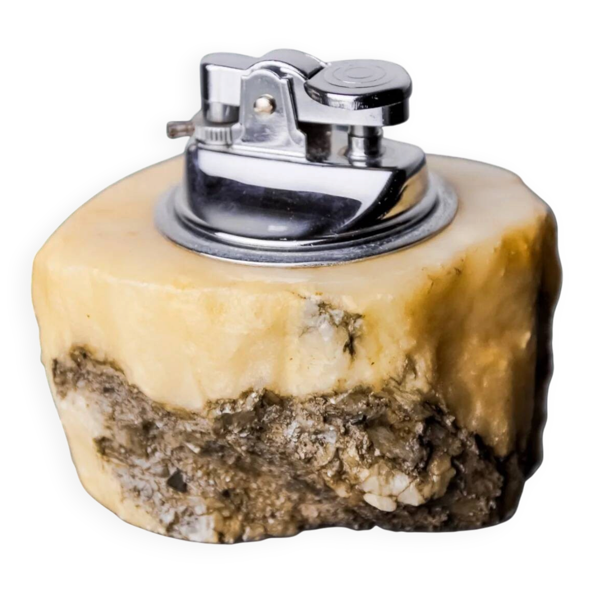 Alabaster lighter by Romano Bianchi, cream colour, Italy, 1970s