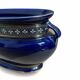 Blue earthenware planter decorated with gold motifs
