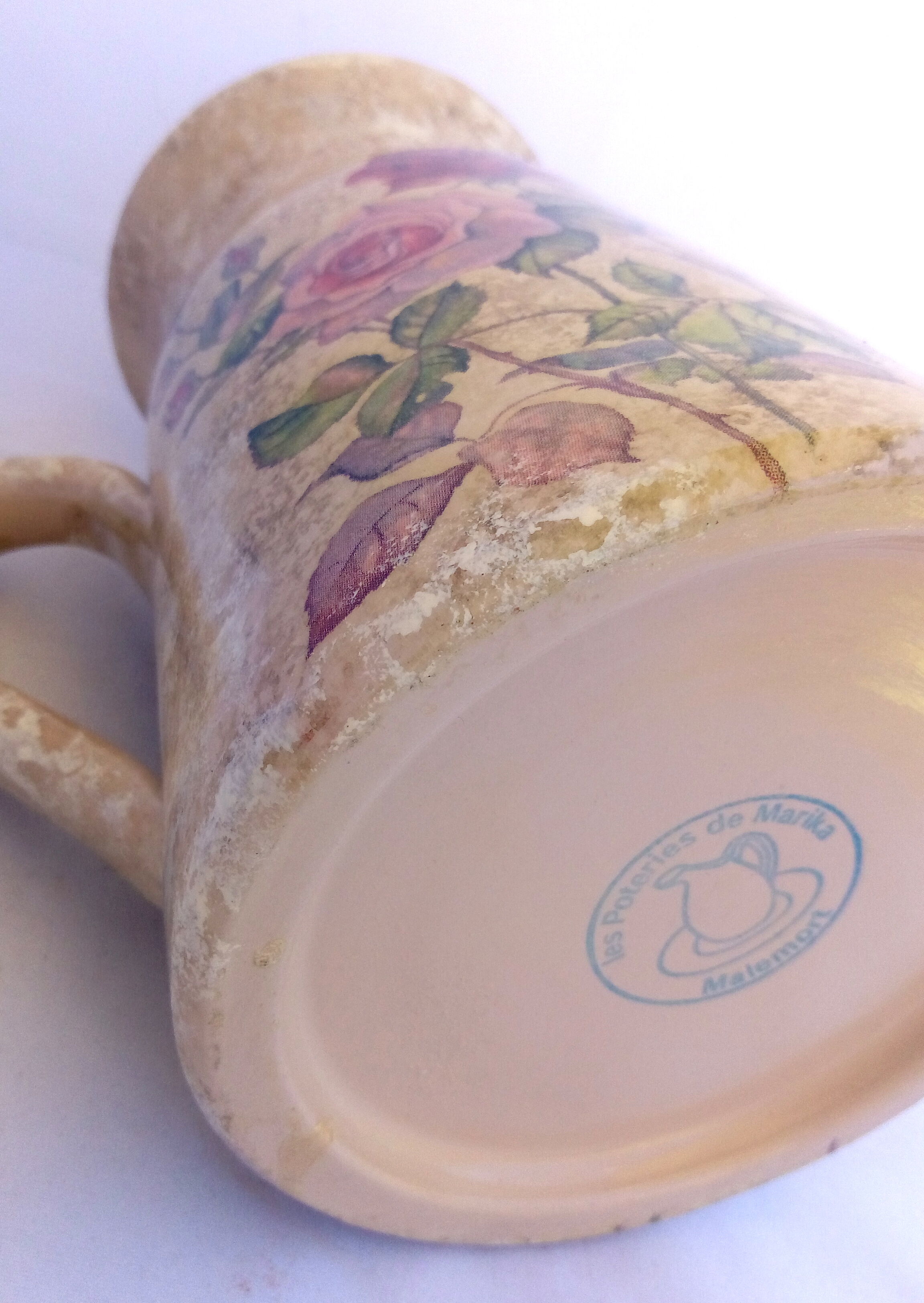 Romantic pitcher with roses made in Corrèze