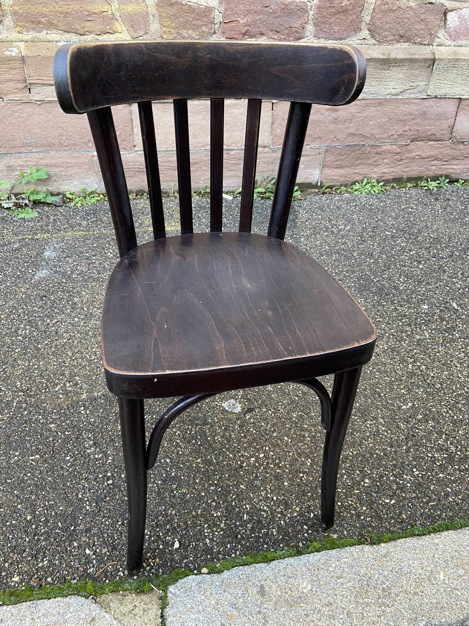 set of 6 Viennese chairs curved wood restaurant Paris bistro Fischel 1960