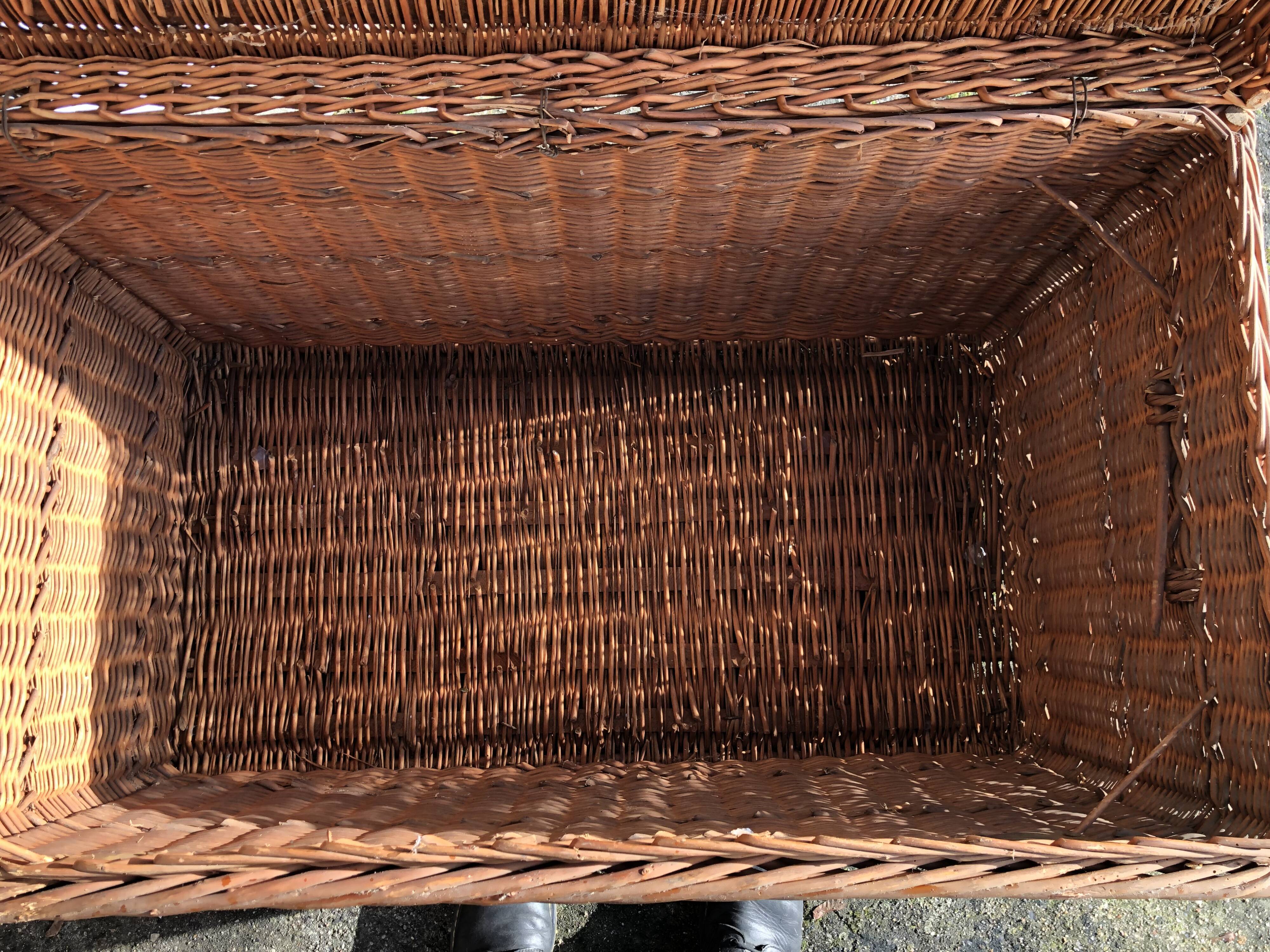 Old braided wicker trunk