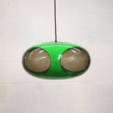 Massive Belgium Space Age UFO Lamp, Green Mid-Century Modern Lighting