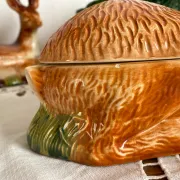 Zoomorphic terrine of a doe in earthenware by Michel Caugant