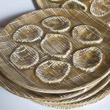 Six oyster plates earthenware with matte enamel, 50s