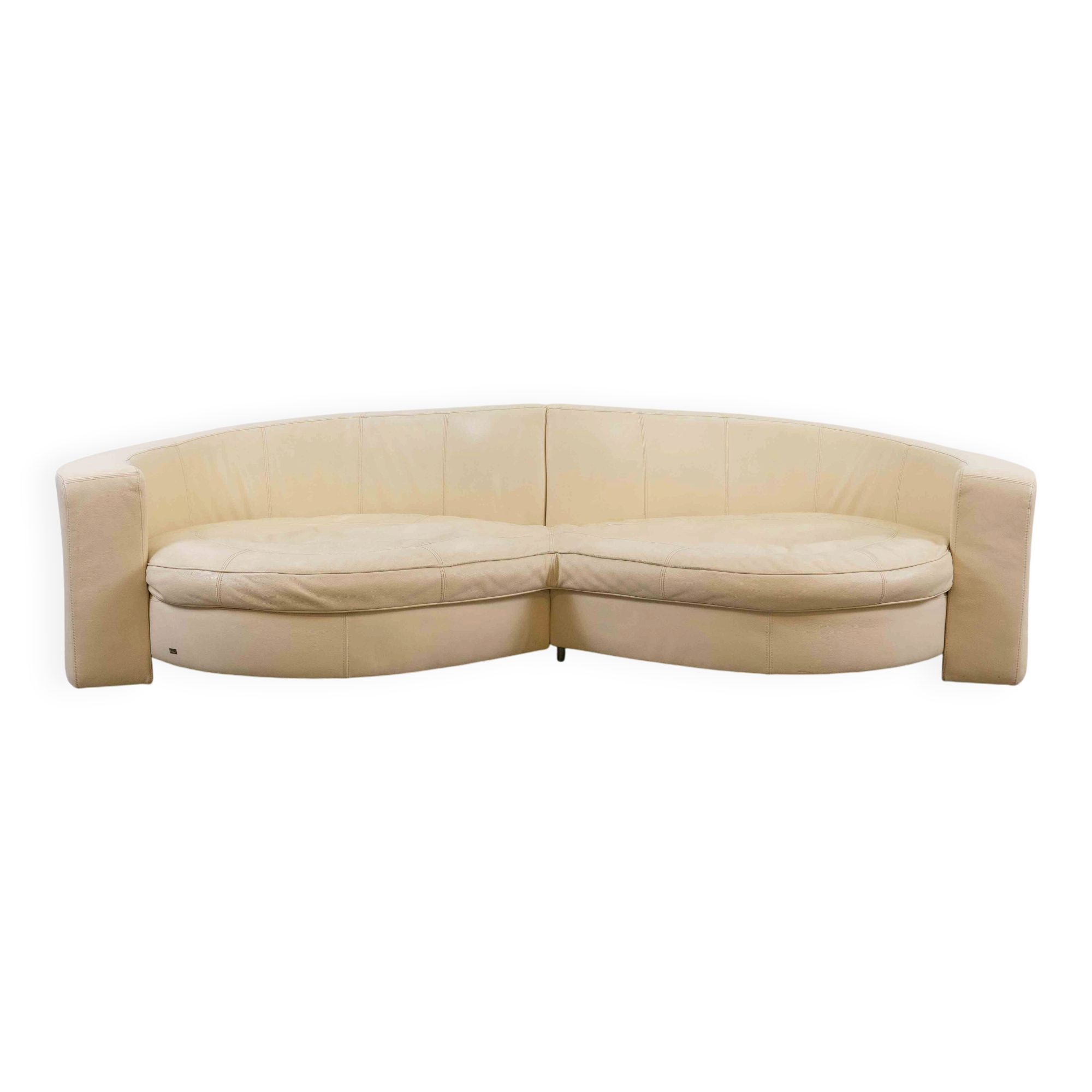 BRETZ Eves Island Creme, 4-Seater Sofa in Leather