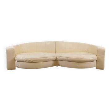 BRETZ Eves Island Creme, 4-Seater Sofa in Leather