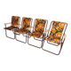 set of 4 beautiful vintage 70's Orange flower camping chairs. folding folding