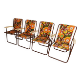 set of 4 beautiful vintage 70's Orange flower camping chairs. folding folding