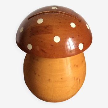 Champignon en bois tirelire