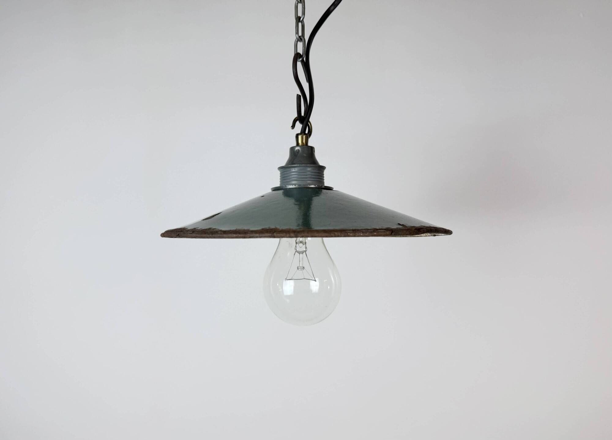Industrial Green Enamel Light, 1950s
