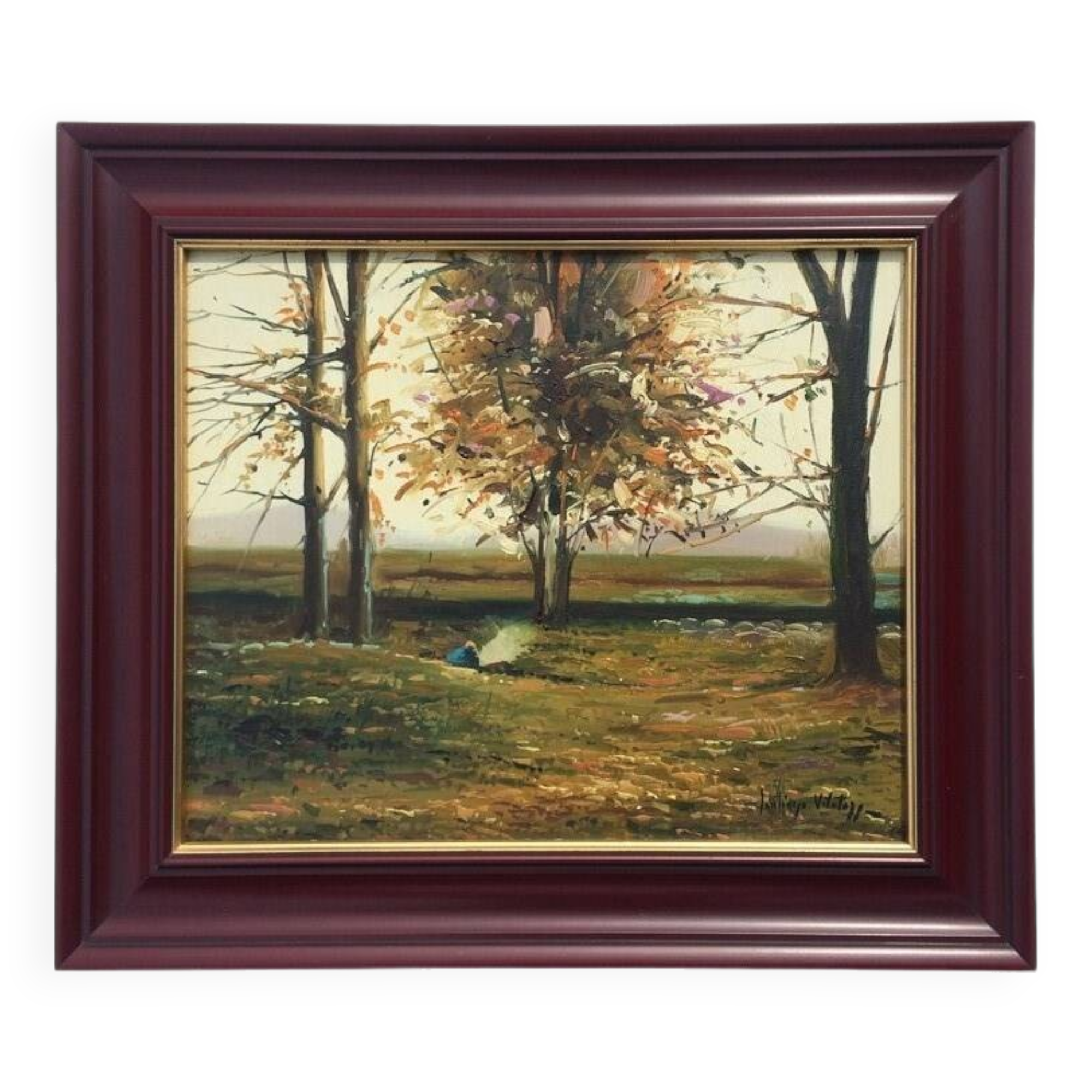 S. Vilata: Oil "Autumn Landscape". Vintage 70