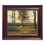 S. Vilata: Oil "Autumn Landscape". Vintage 70
