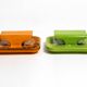 Pair of orange and green glazed 60s ceramic wall lights by Kaiser Leuchten