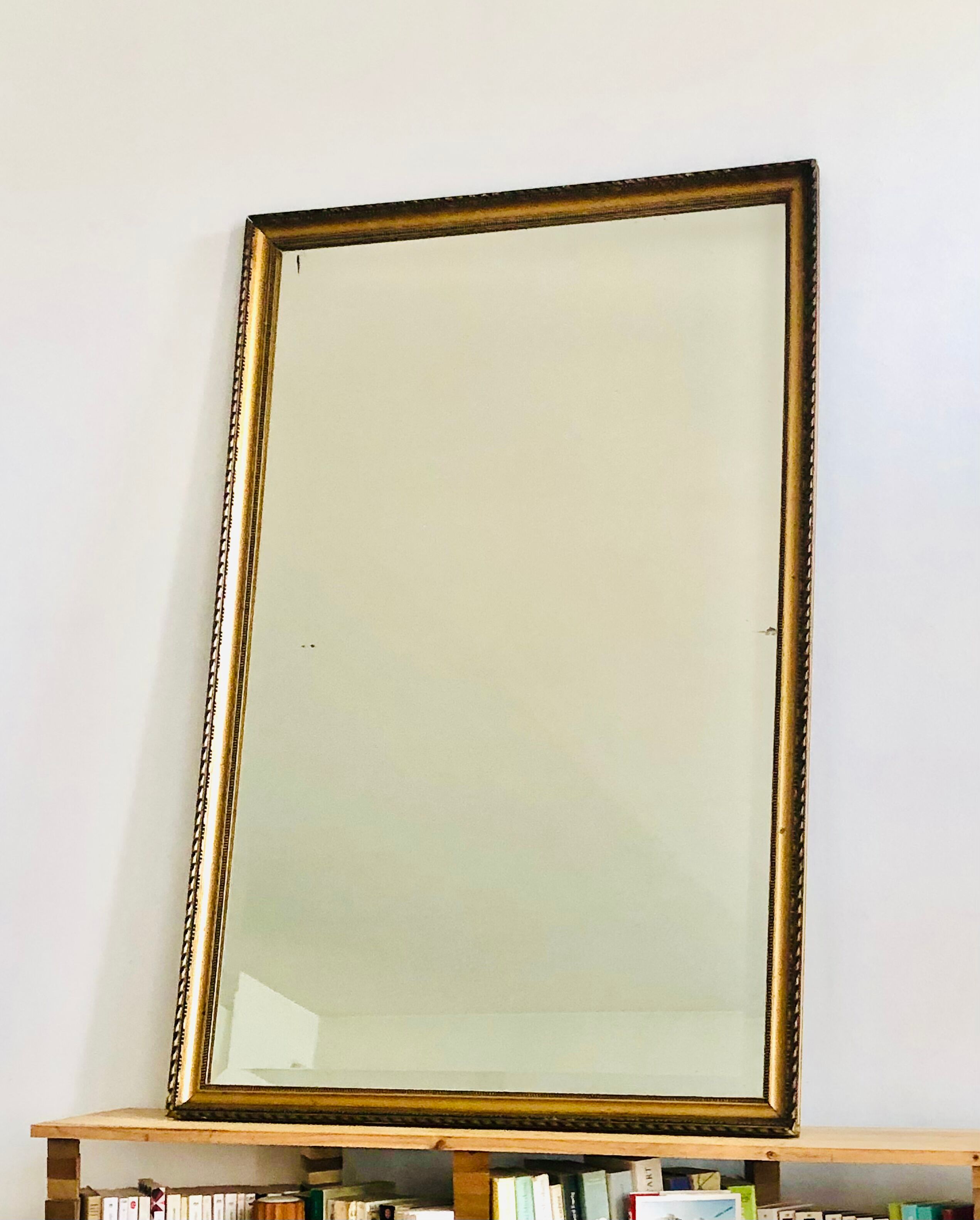 Old mirror in wood and gilded stucco, 114 x 93 cm
