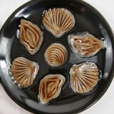 6 assiettes à huîtres 1950/60 style Majolique