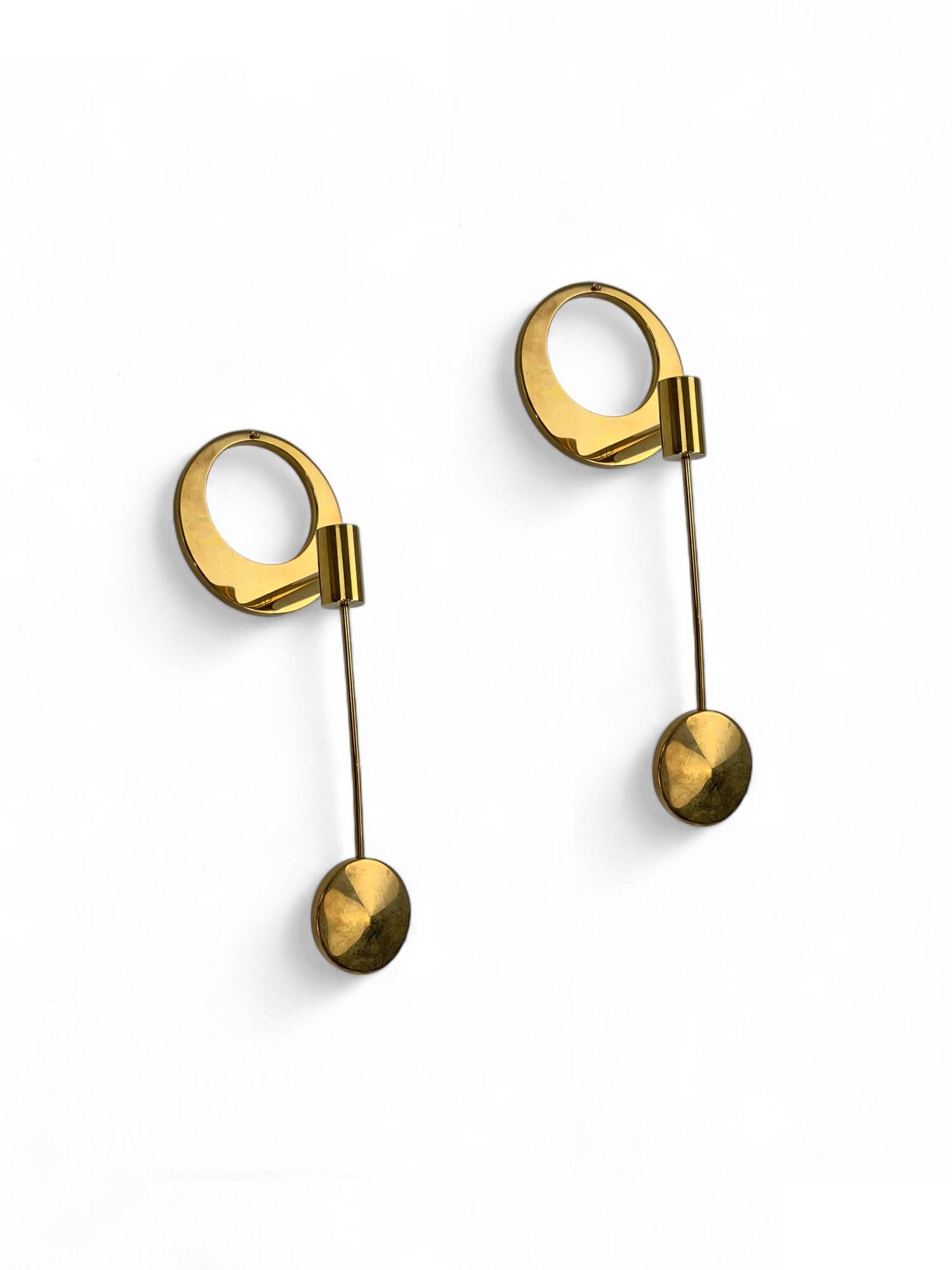 Pair of Scandinavian brass wall candlesticks by Arthur Pe, Kolbäck, Sweden