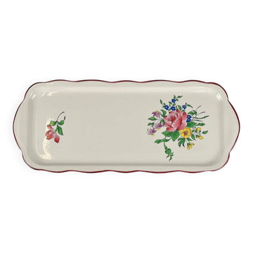 Plat à cake KG Lunéville, modèle "Réverbère", motif rose