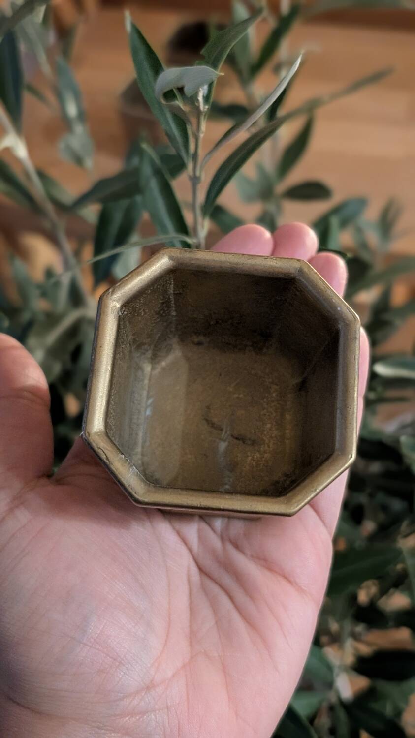 Antique brass candlestick – octagonal shape – circa 1920–1950