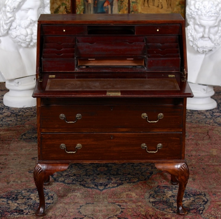 Antique Edwardian carved mahogany desk