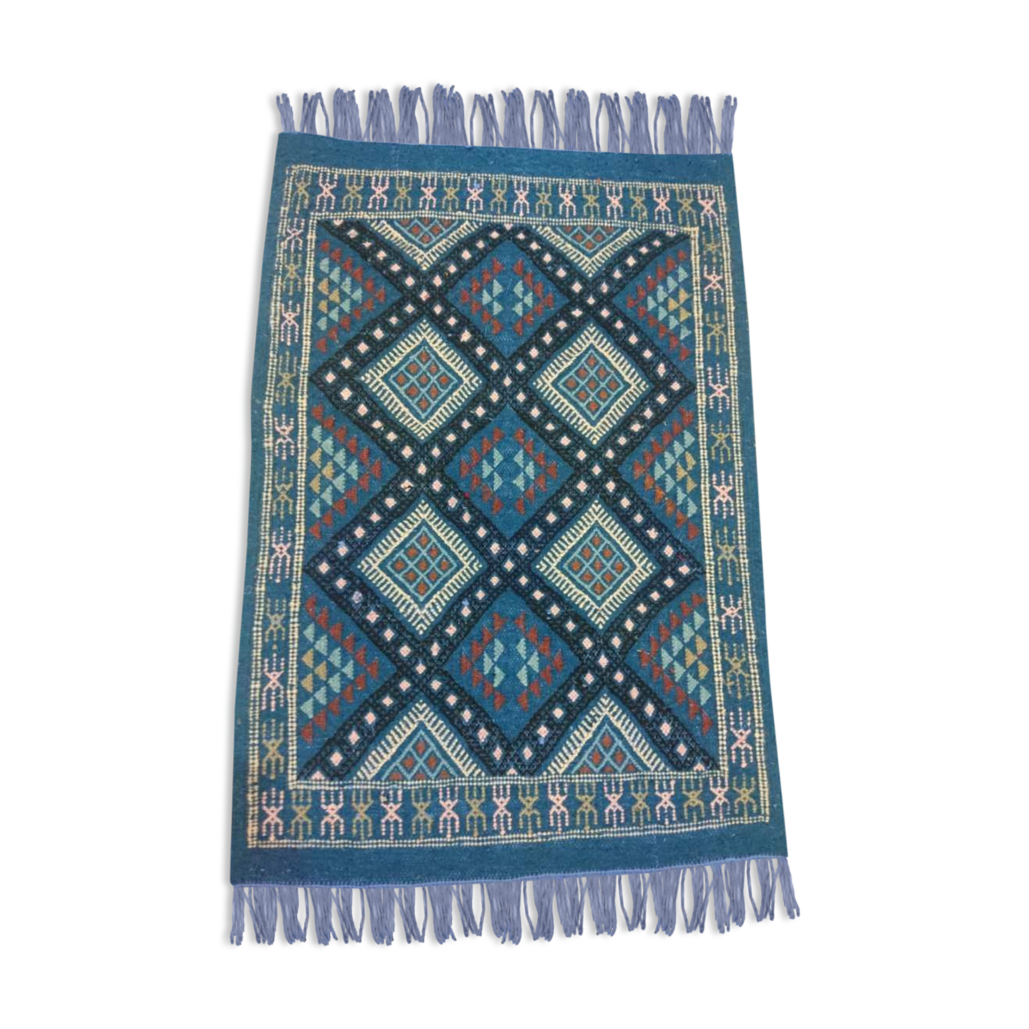 Blue carpet Kilim handmade 58x85cm