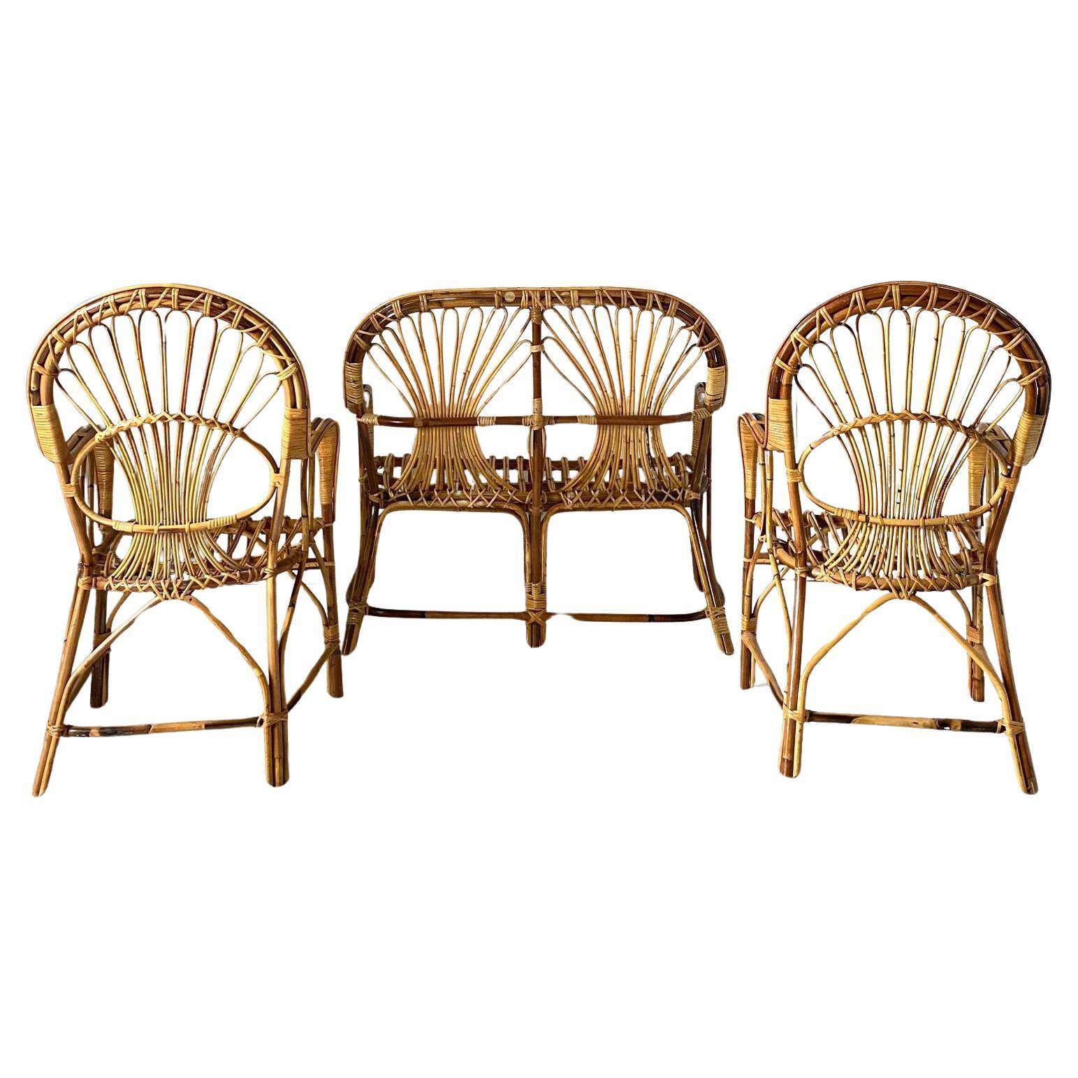 1960s italian rattan garden set