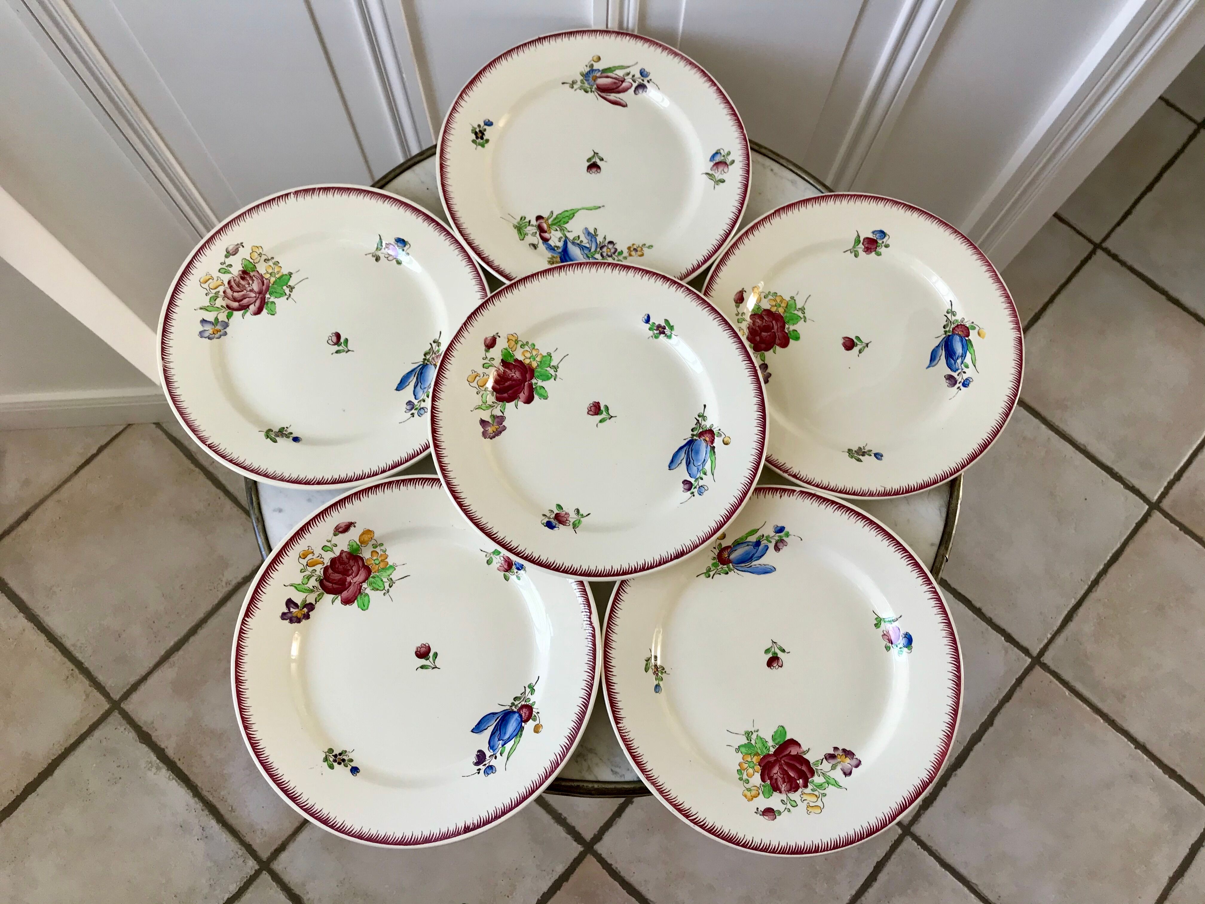 lot de 6 grandes assiettes plates Villeroy & Boch La Louvière fabrication belge en Terre de Fer débu