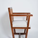 Fabric and caning armchair, 1950s.