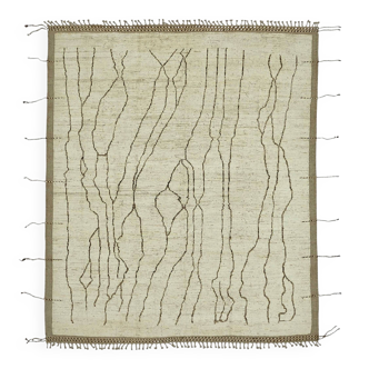 Handmade Turkish One of a Kind 257 cm x 298 cm Beige Wool Carpet