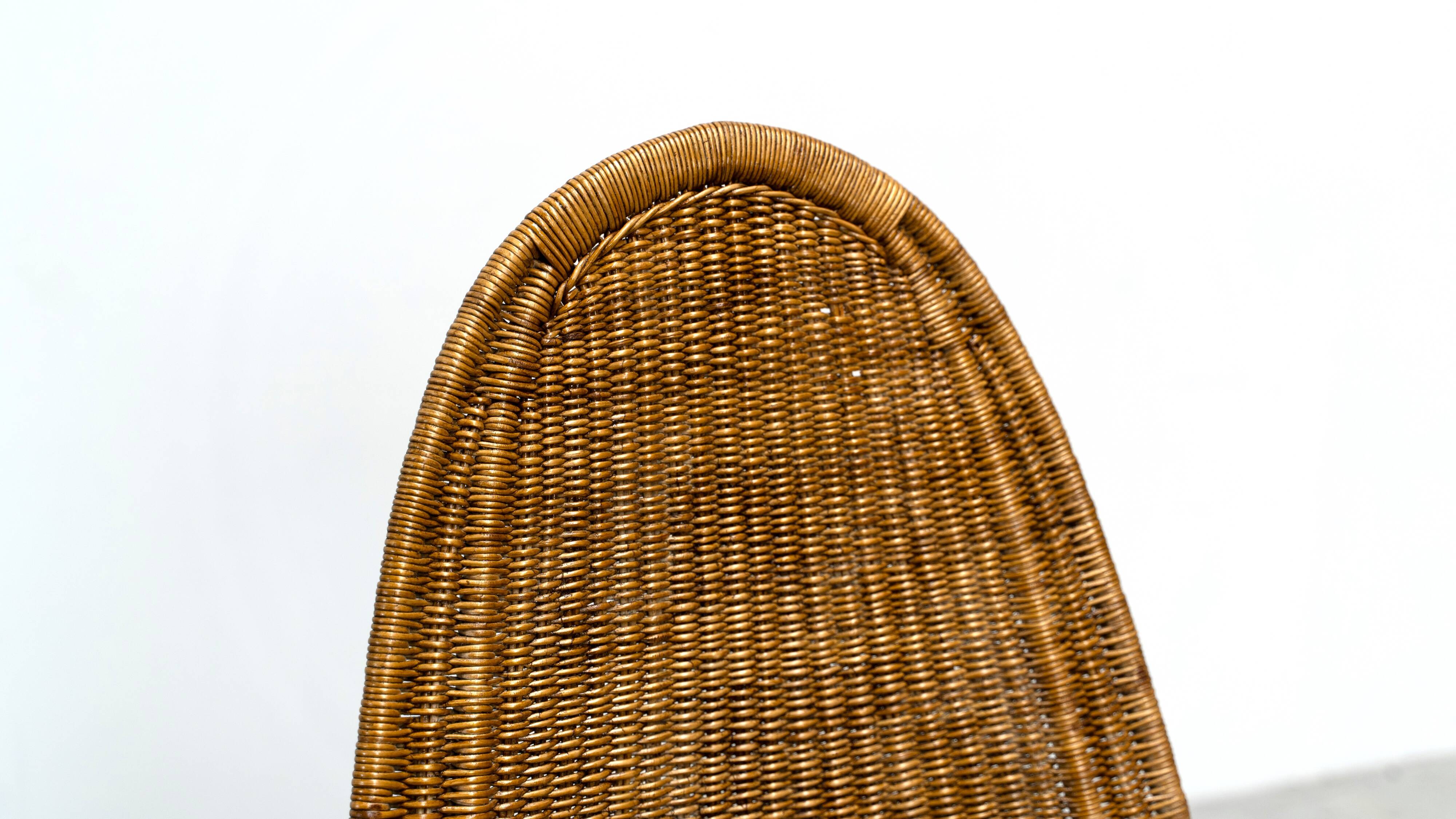 Chaise longue en rotin sculptural italienne