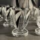 Art deco liqueur set, carafe & 6 glasses, cut double crystal, cubist decor, karl palda