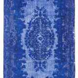 Tapis bleu oriental contemporain des années 1980 noué à la main 174 cm x 273 cm
