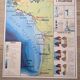 Old map of france school poster vintage climates atlantic coast 60s