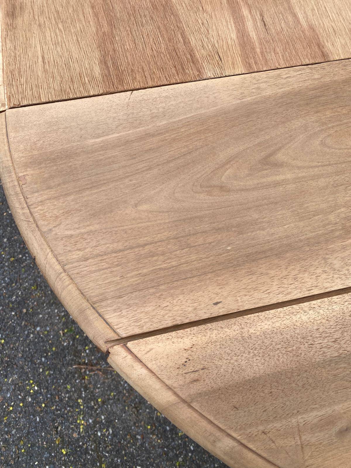 Renovated Louis Philippe round extendable dining table with leaves from the 18th century.