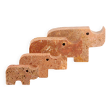 Set of 4 rhino sculptures in travertine by Fratelli Mannelli, 1970s