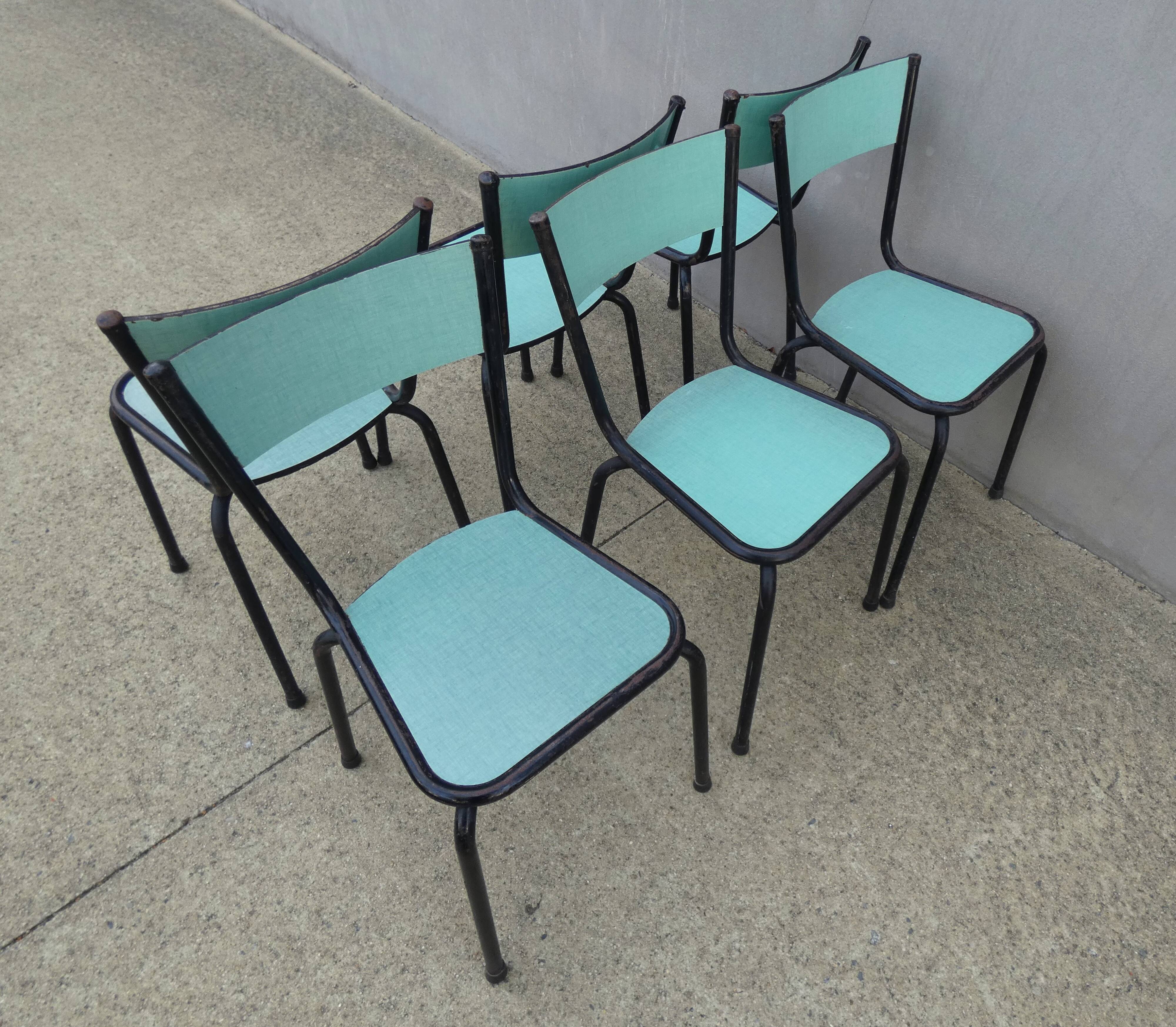 6 chaises en formica vert mint design vintage