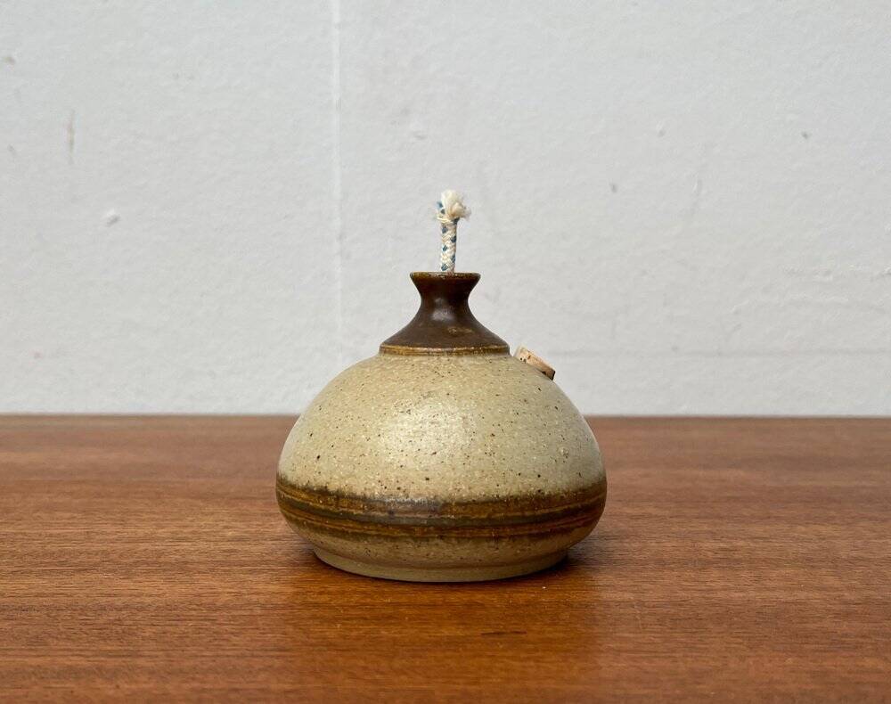 Mid-century Danish studio ceramic oil lamp by Bjergard, 1960s.
