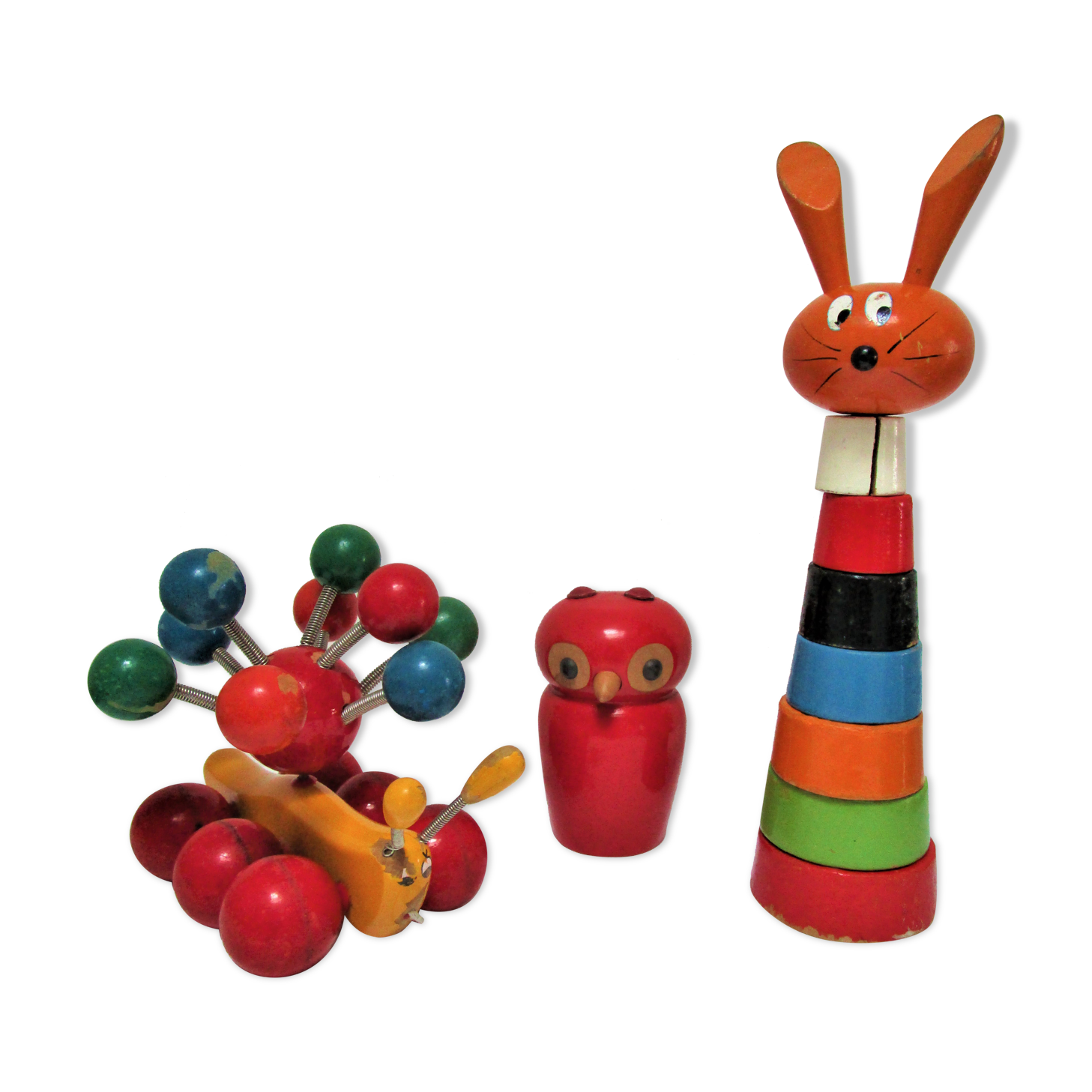 three toys wood nice snail rabbit vintage design FMF Kouvalias