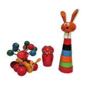 three toys wood nice snail rabbit vintage design FMF Kouvalias