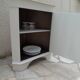 Vintage English furniture in pearl grey, wooden top.