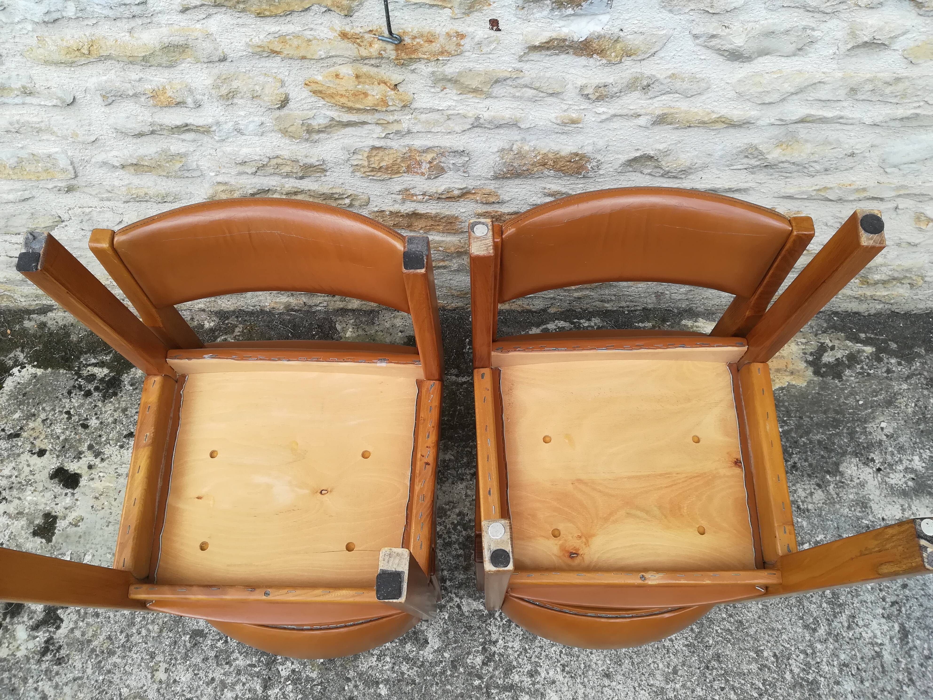 Maison Regain chairs in elm and leather