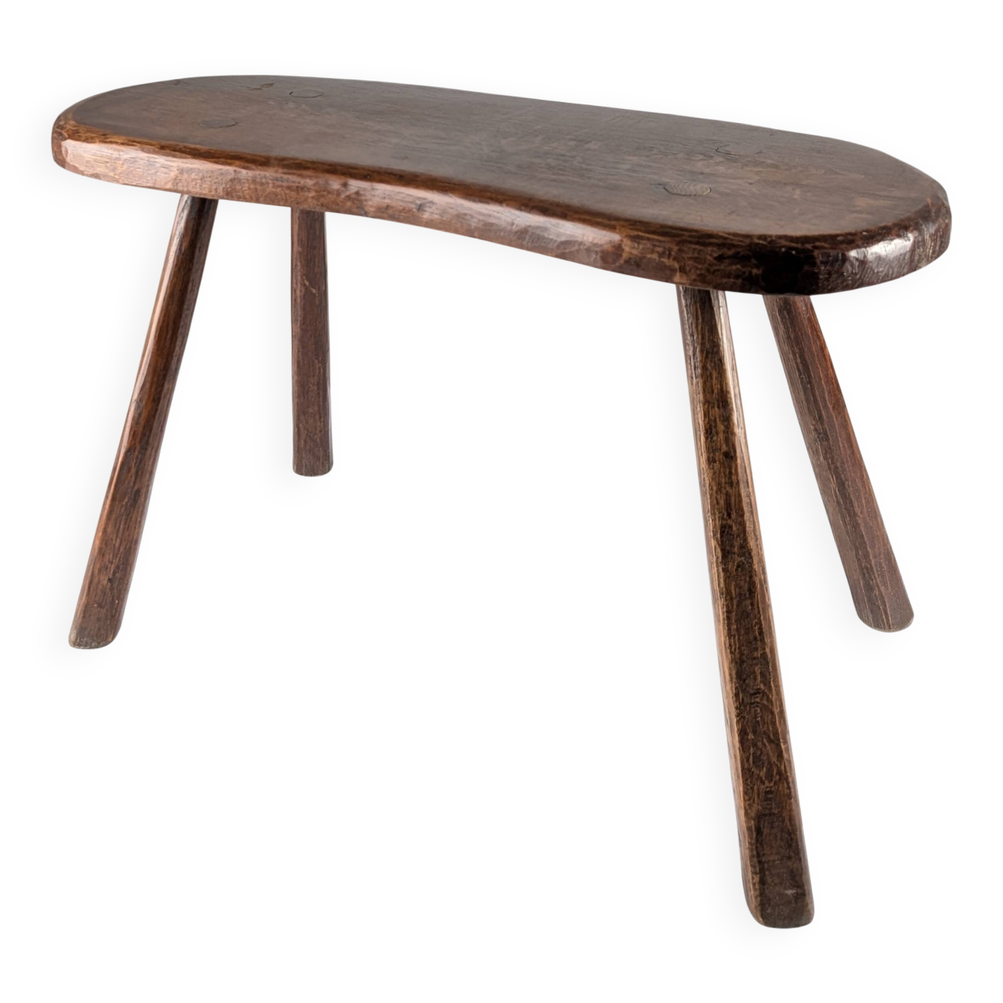 Rustic hand-carved wooden bench with organic shape, 1940s