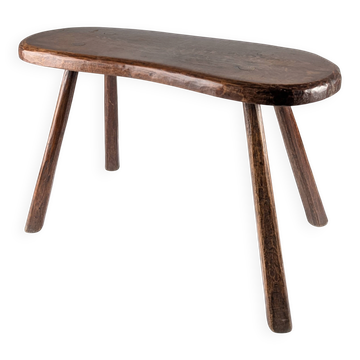 Banc en bois sculpté à la main de style rustique avec une forme organique, années 1940.