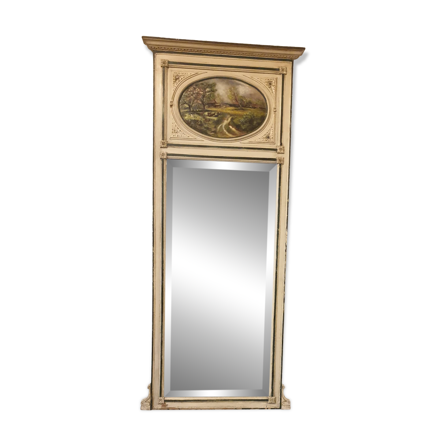 Console half-moon and trumeau mirror in Louis XVI style