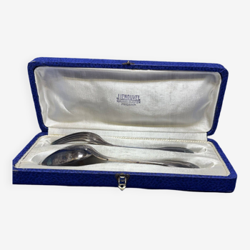 silver metal spoon and fork box
