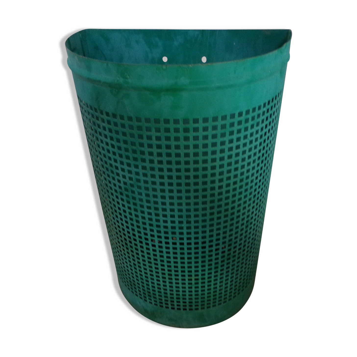 Green public garden trash can