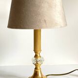 Vintage lamp in gold metal and crystal