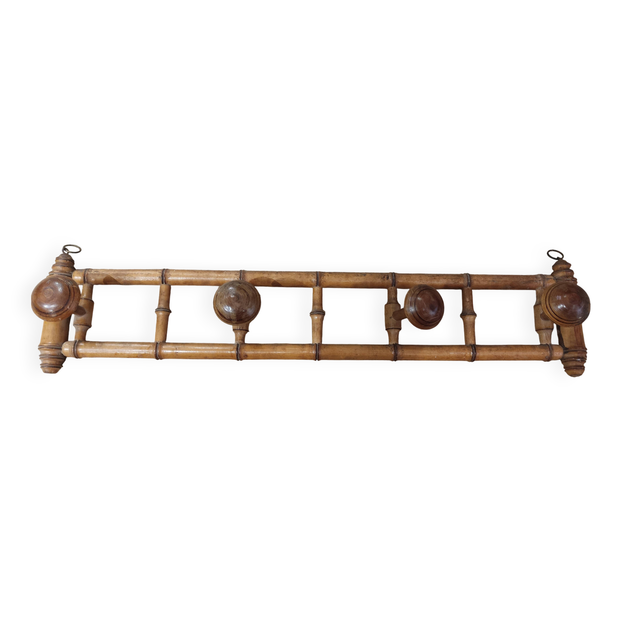 Bamboo wall-mounted coat and hat rack