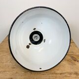 Industrial grey enamel hanging bauhaus lamp, 1930s