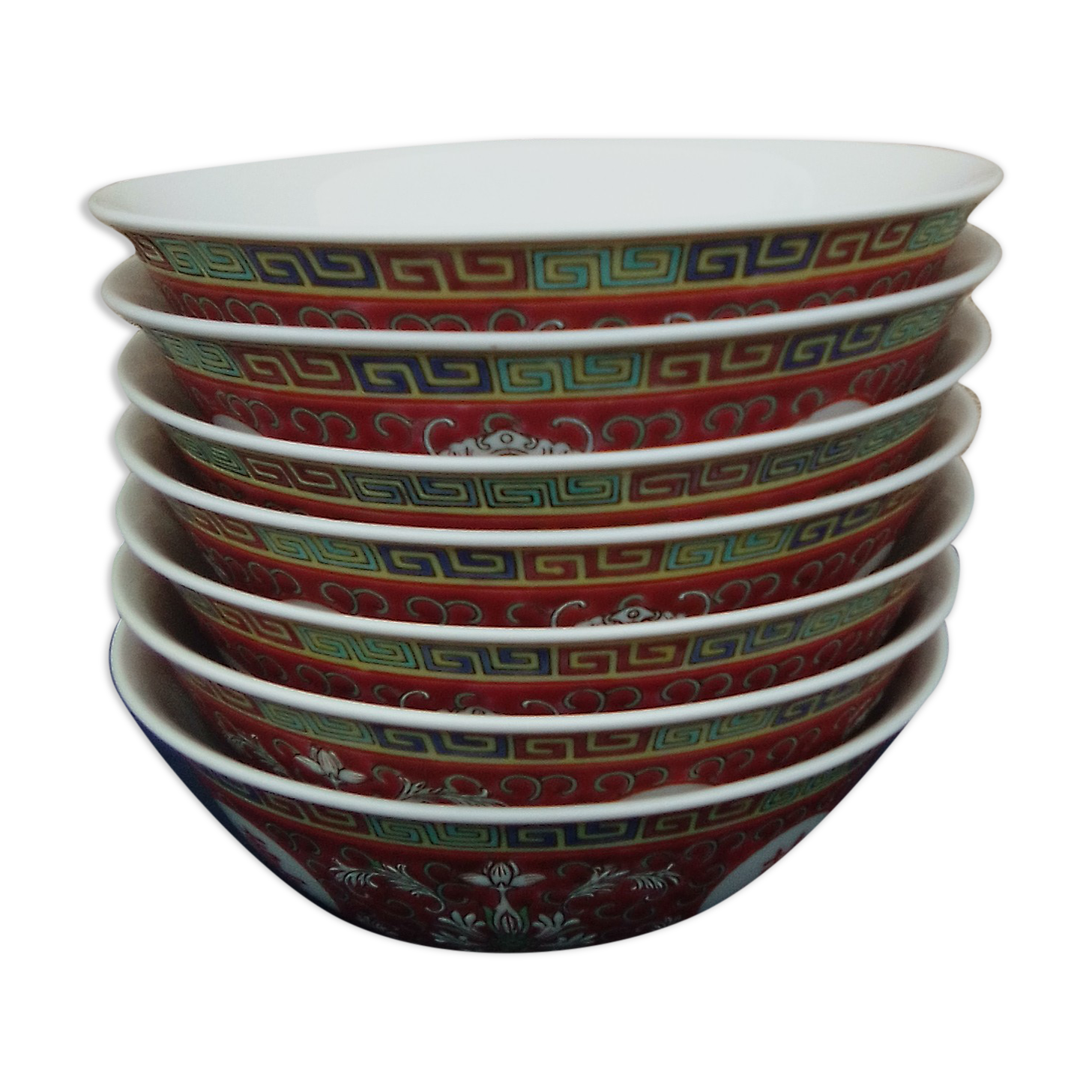 7 bowls in chinese earthenware diam 16 cm